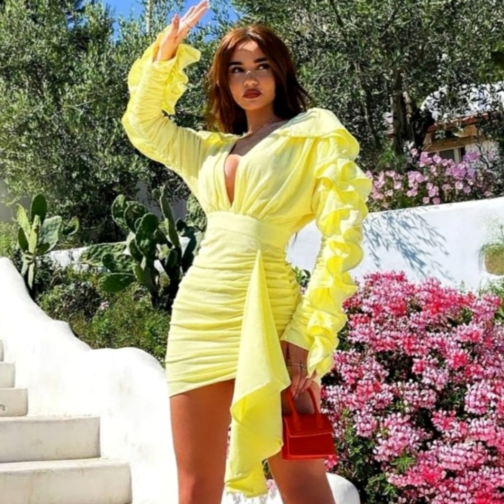 **RESTOCKED**Tamara Yellow Ruffle Sleeve Dress